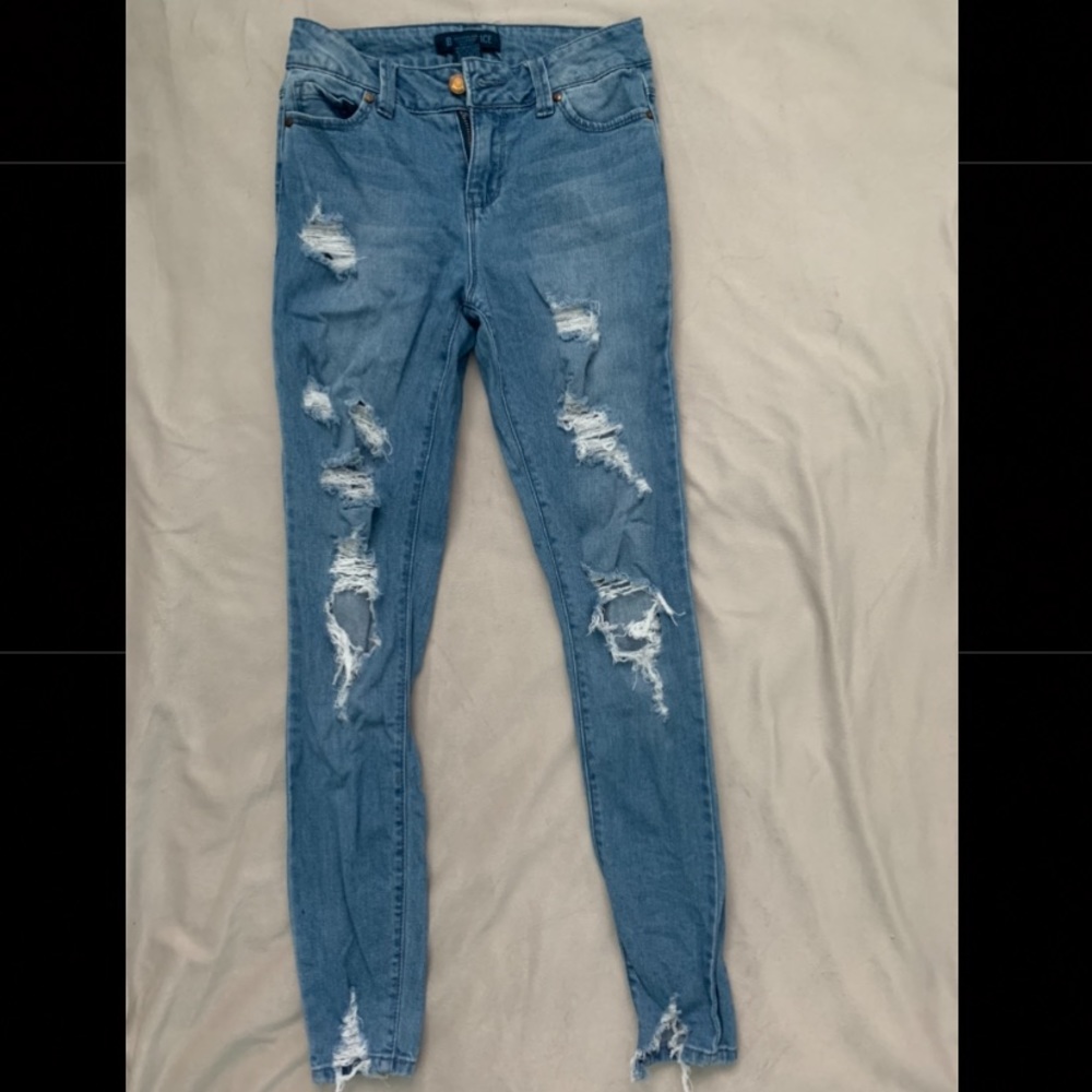 Distressed Blue Skinny Jeans